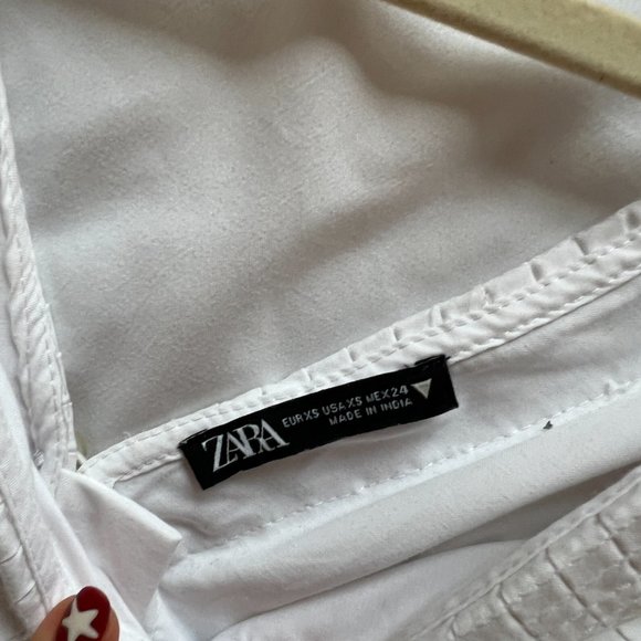 ZARA WHITE RUFFLE BLOUSE XS - Picture 6 of 6